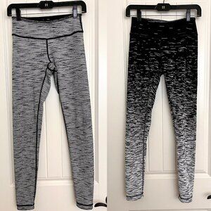 Zella Reversible Spacedye Static Leggings XS Black/White Grey EUC